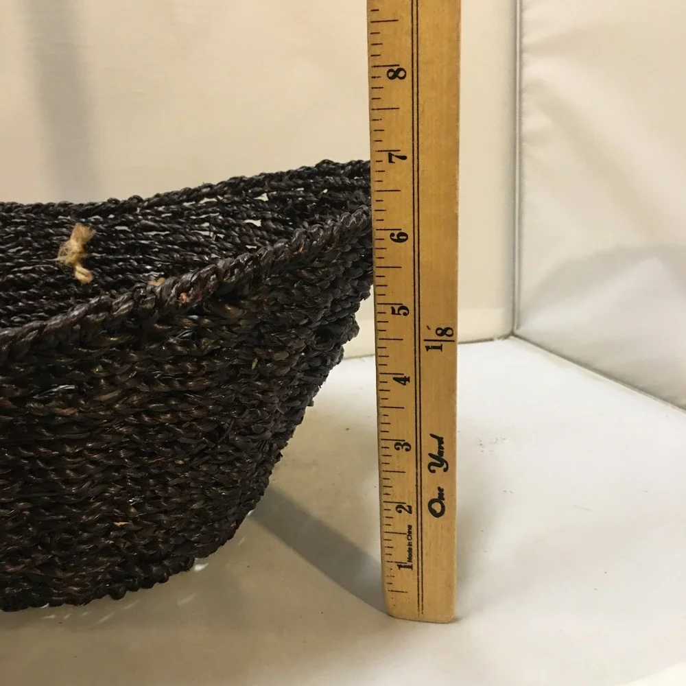 Woven Storage Basket Unisex Large Espresso Chalkboard Label Handle Cottagecore